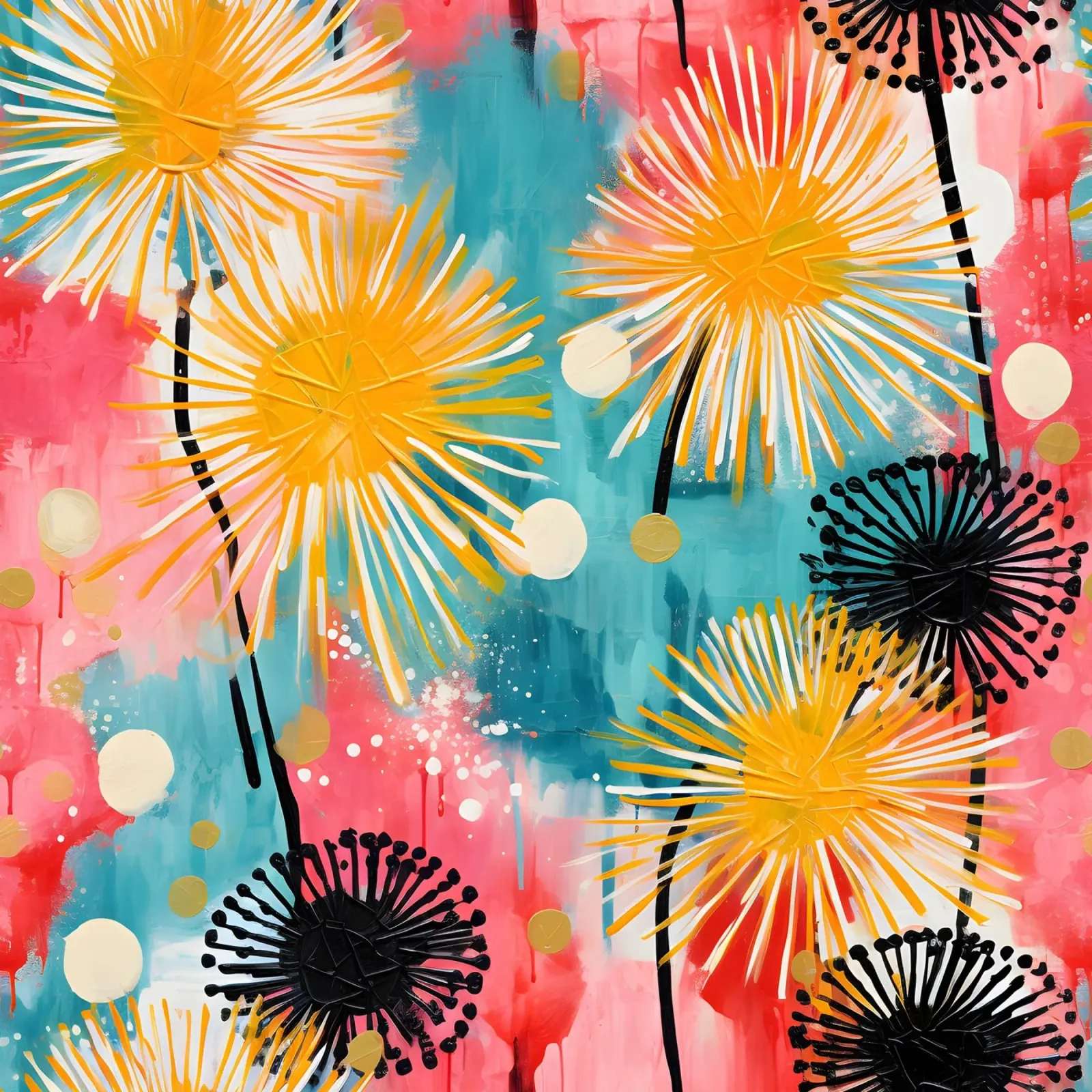 Dandelion Splash canvas by Botanical Pattern House