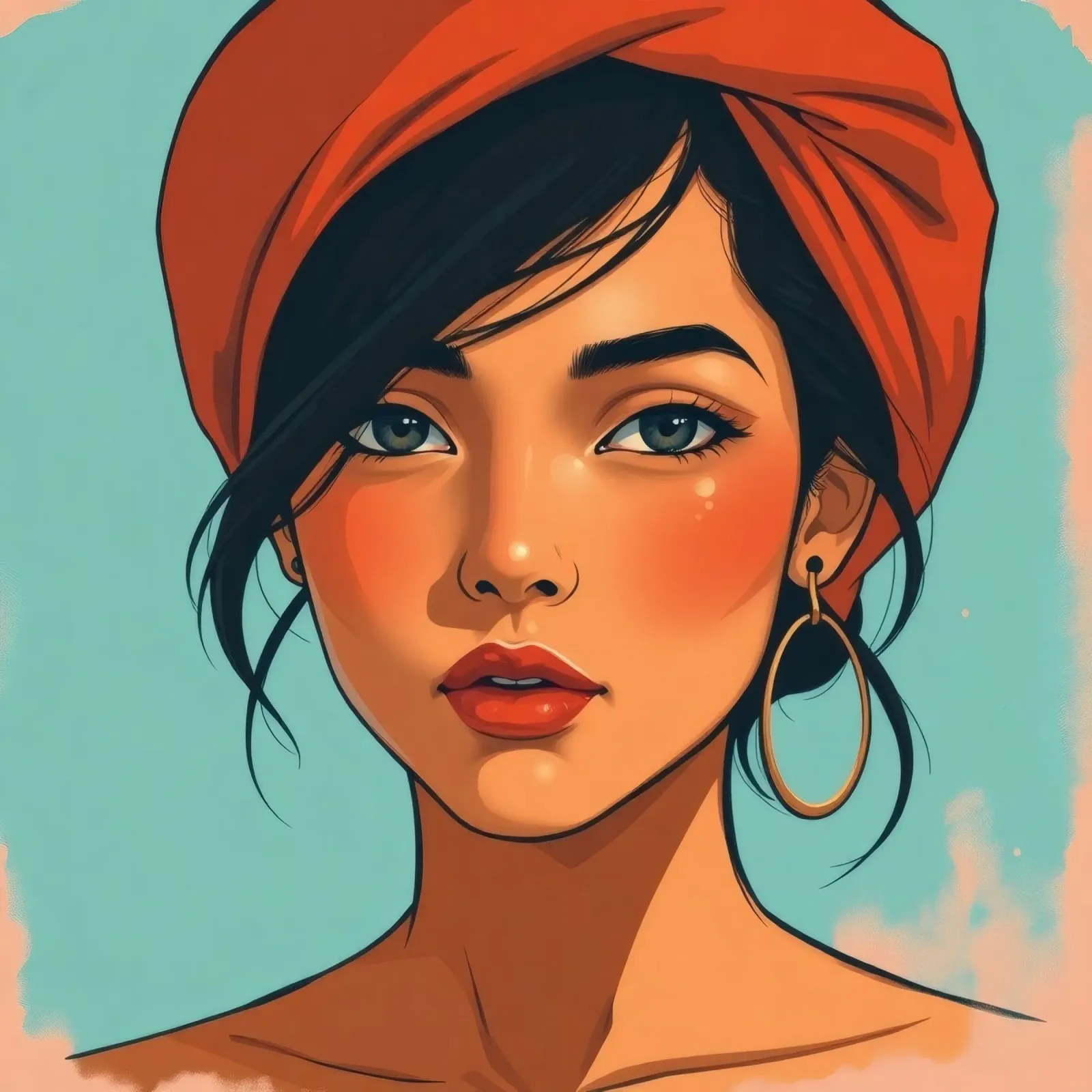 Una giovane donna dai tratti marcati posa con sicurezza carta hahnemühle da DesignDoodle