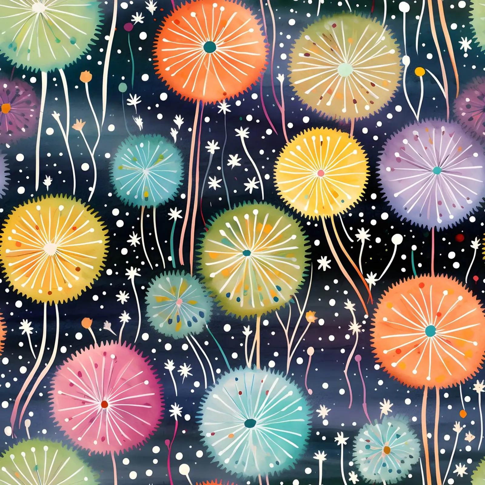 Celestial Dandelions canvas by Botanical Pattern House