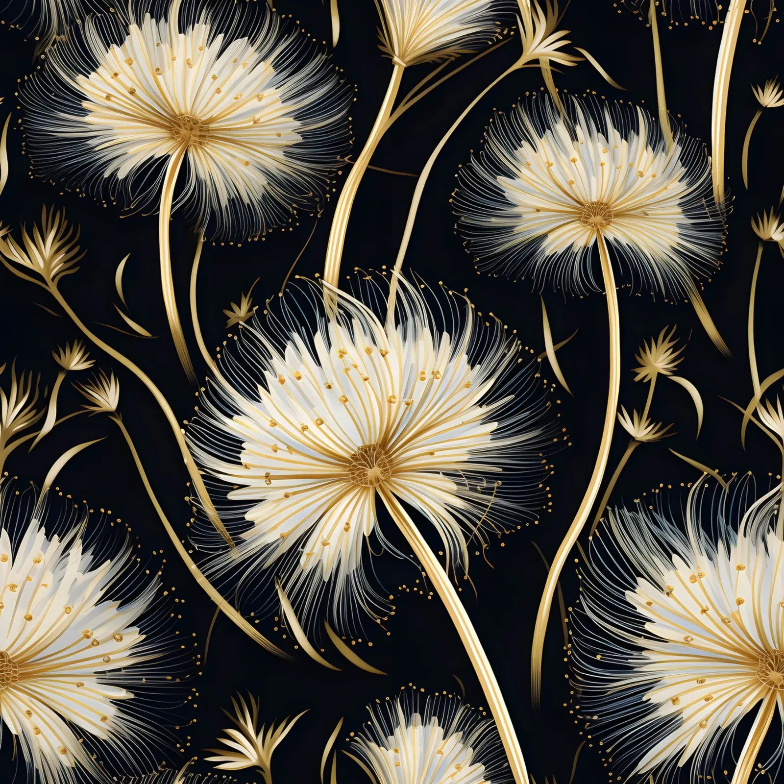 Golden Dandelions canvas by Botanical Pattern House