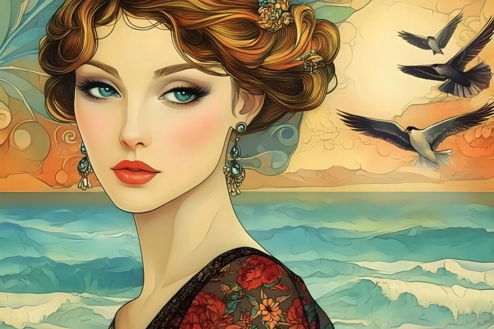 La dea del mare in un sogno Art Nouveau pellicola backlit da M-Ulrich-Digital Art