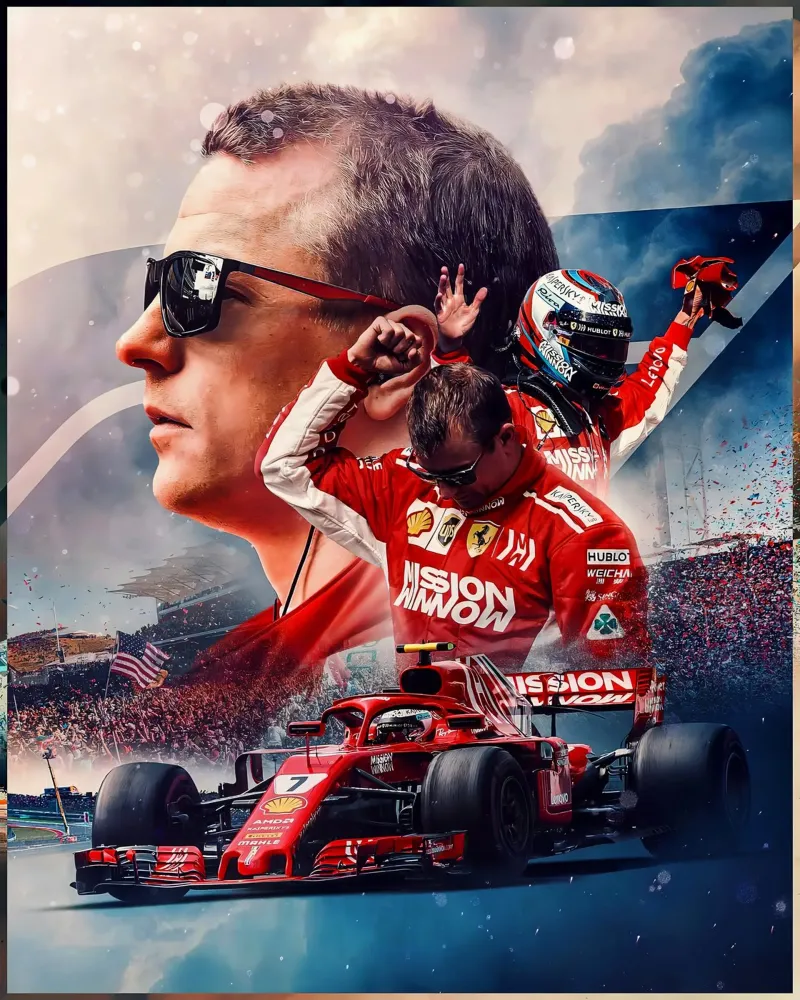 Kimi Räikkönen poster con telaio in legno da Agus Creative