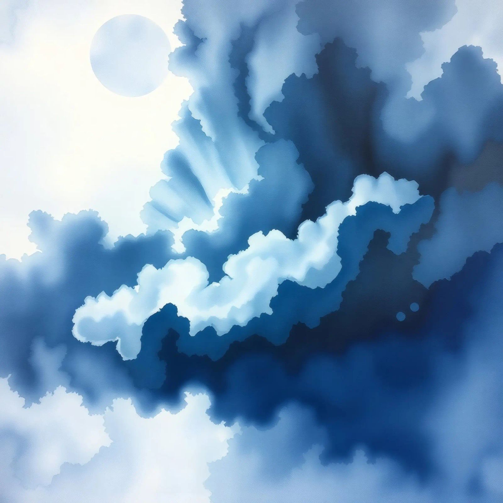 Bright clouds reflect light in a calm bluish atmosphere poster by DesignDoodle