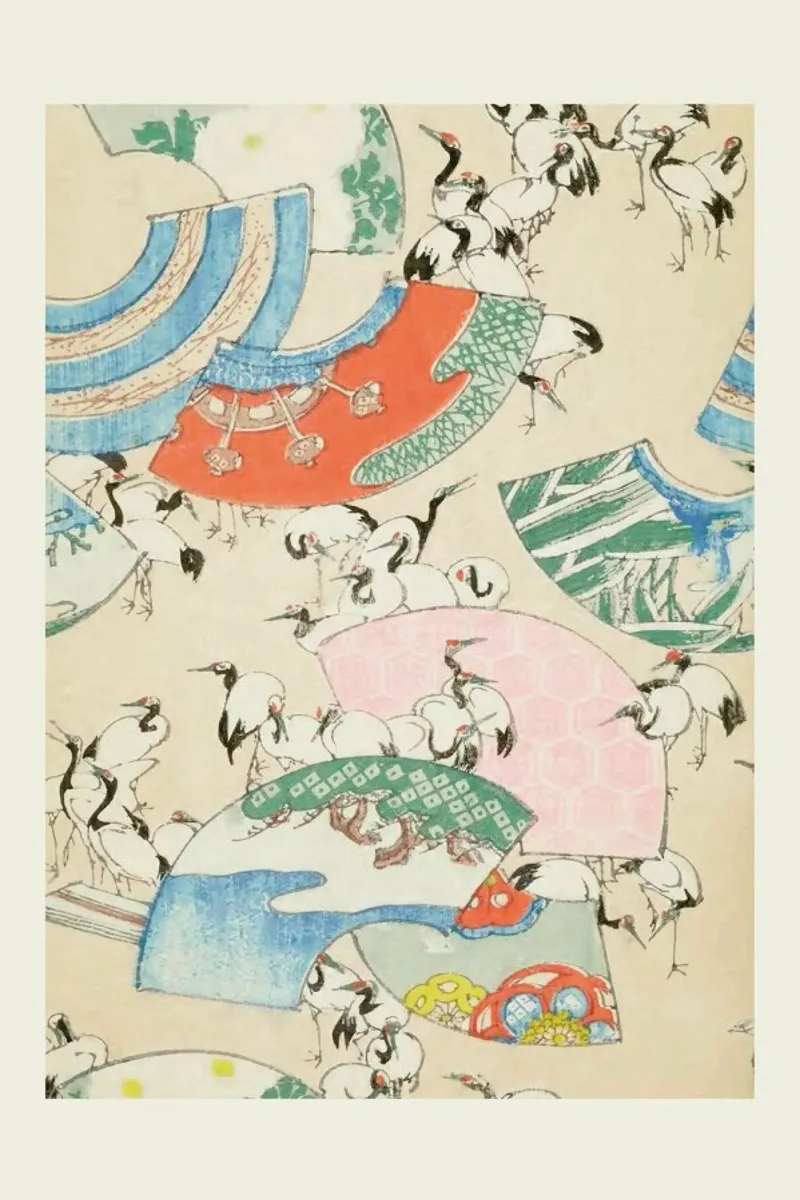 Shin-Bijutsukai - Cranes pellicola backlit da Vintage by JUNIQE