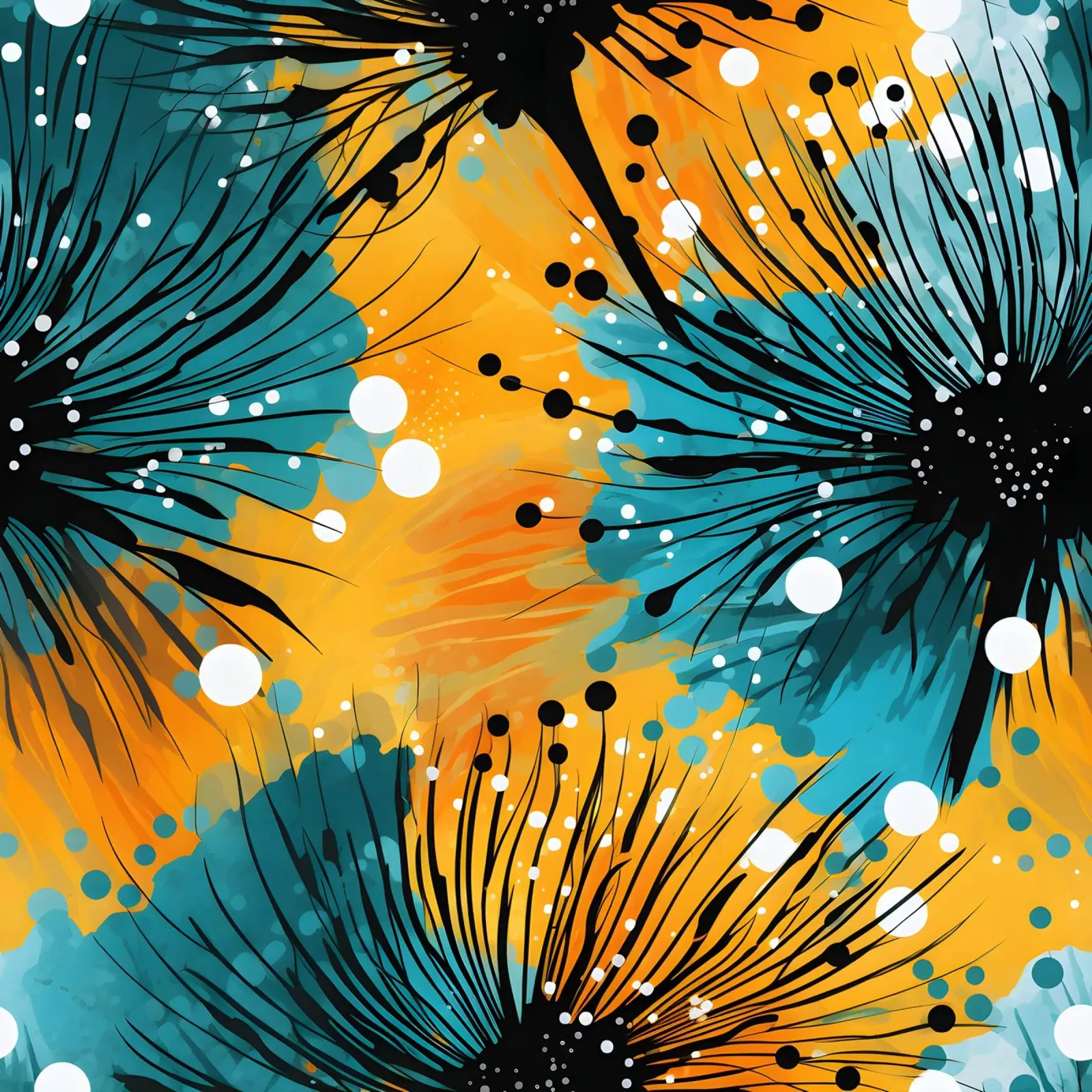 Cosmic Bloom Dandelions canvas with Floater frame by Botanical Pattern House