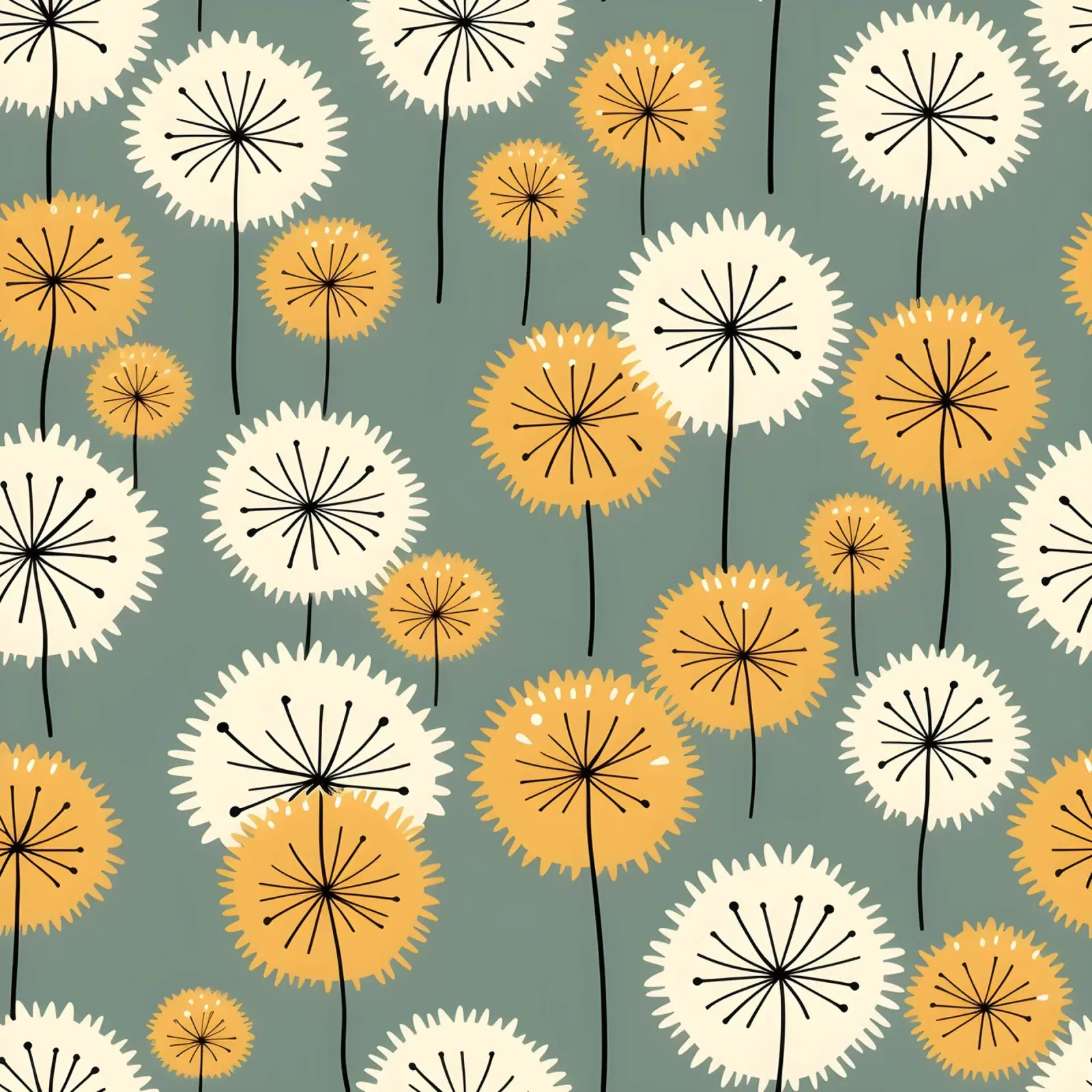 Amber Whimsy Dandelions hahnemühle by Botanical Pattern House