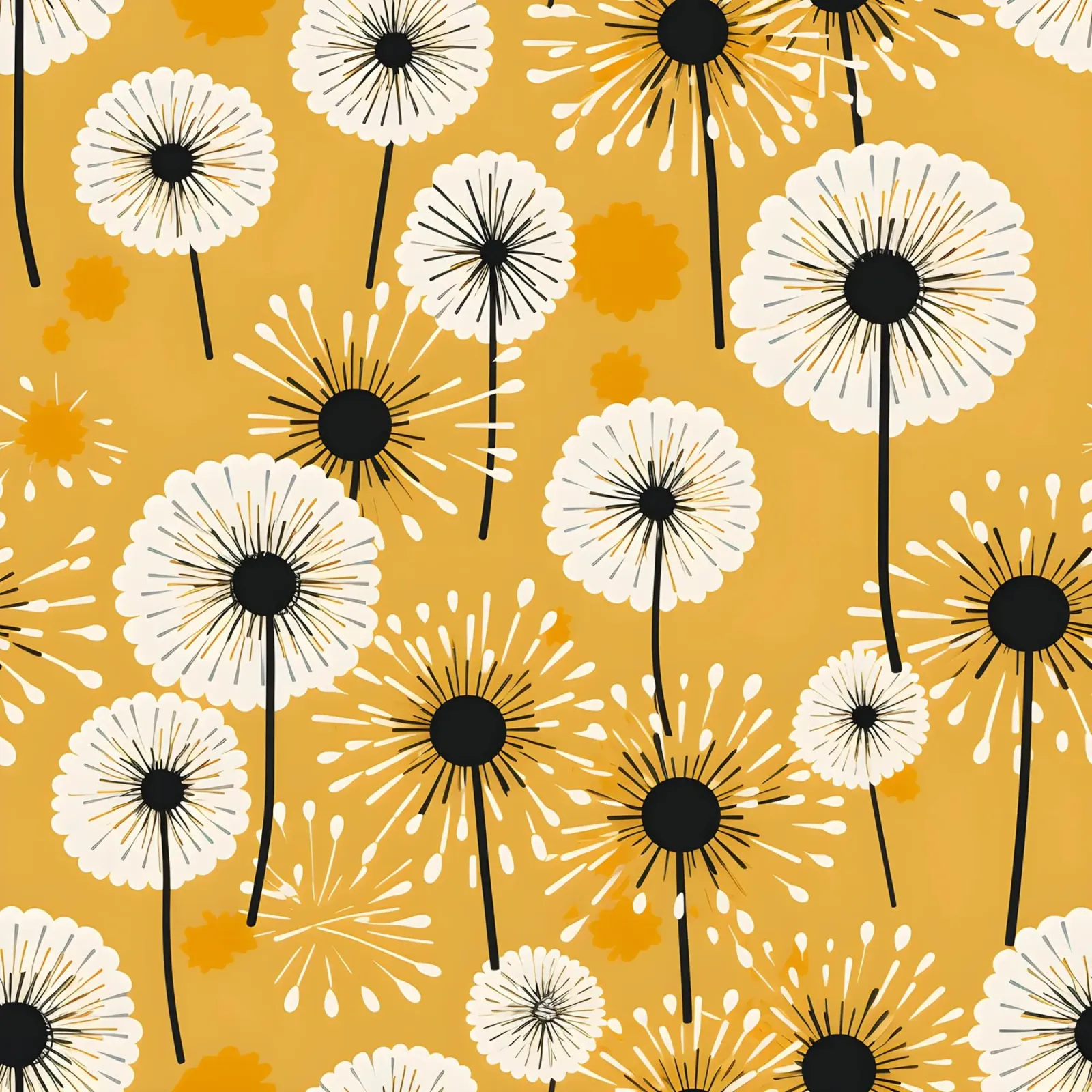 Golden Dandelion Fields canvas by Botanical Pattern House