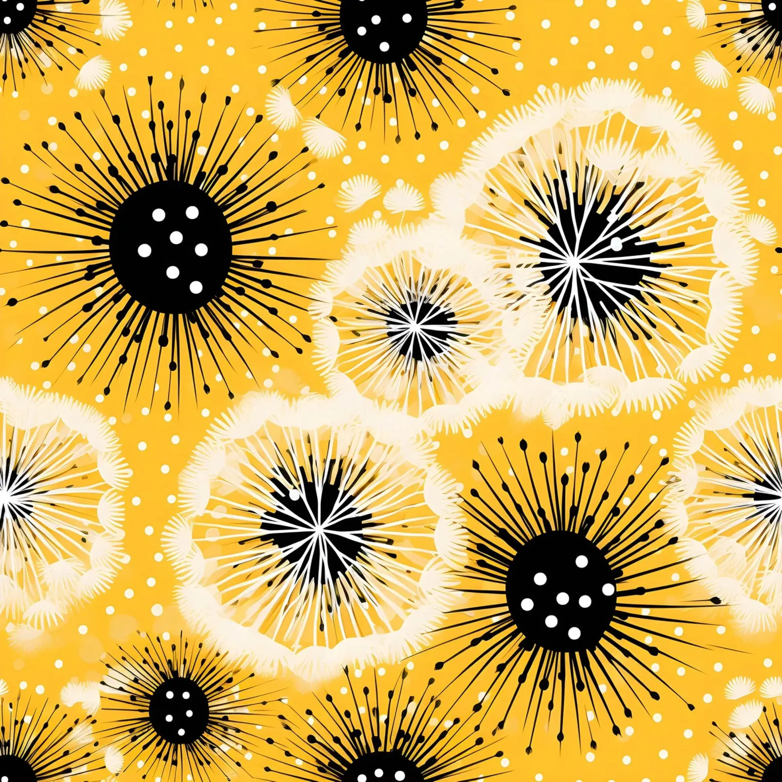 Golden Dandelion Fields canvas by Botanical Pattern House