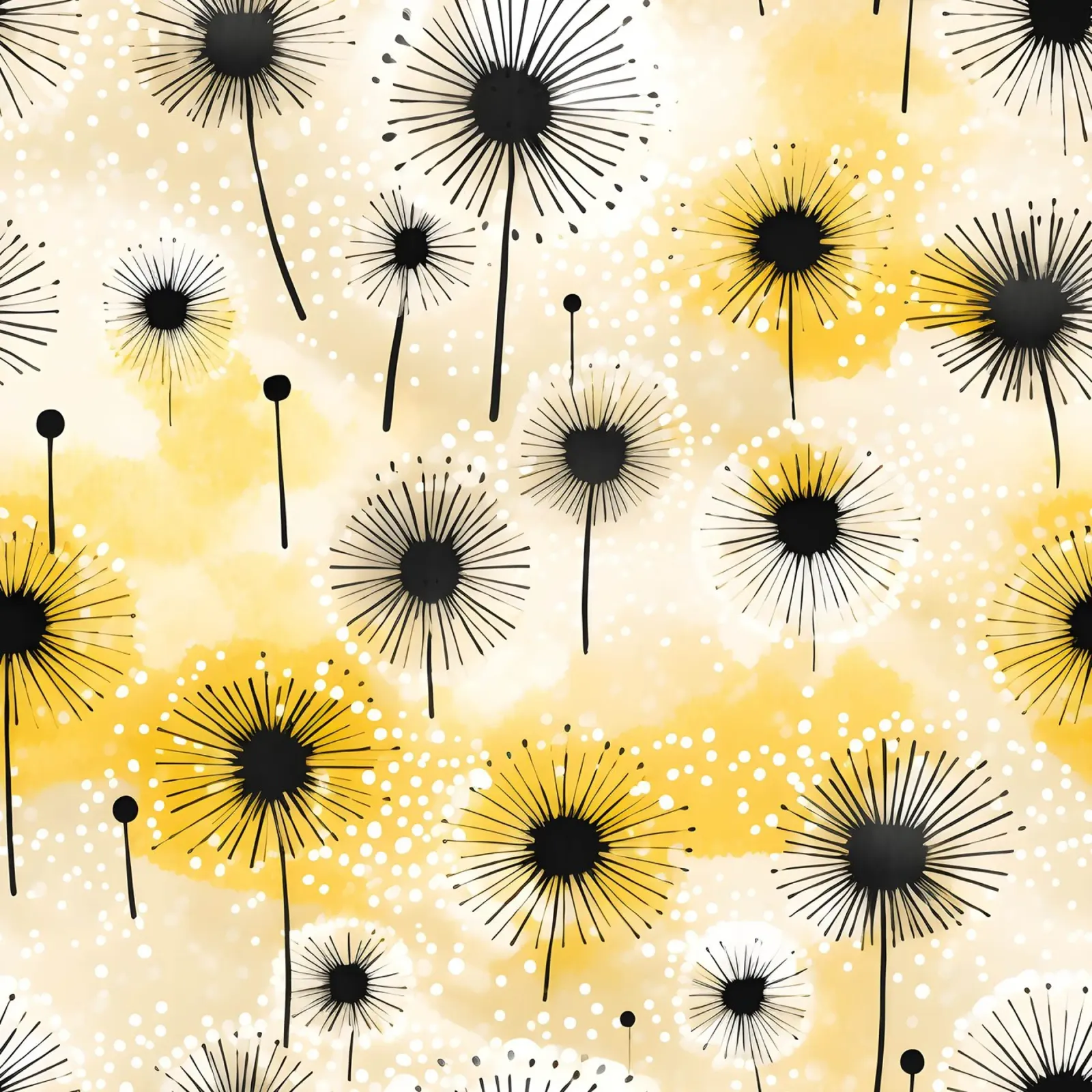Golden Dandelion Fields canvas by Botanical Pattern House