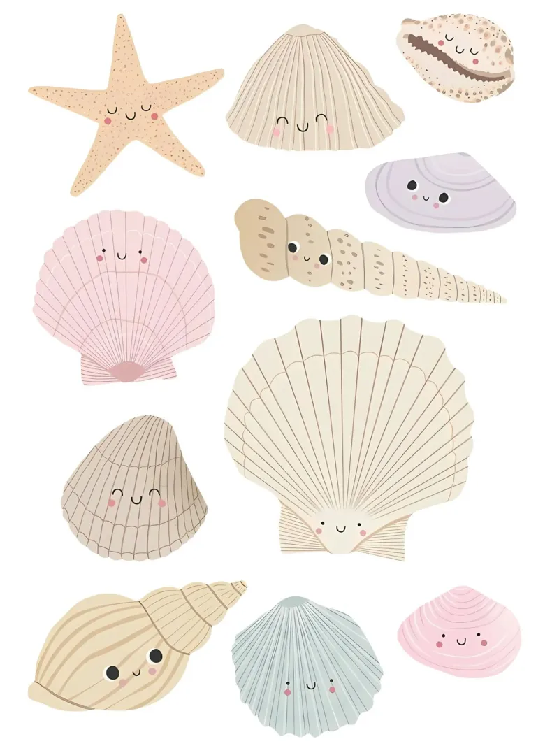 Sea Shell Print, Summer Nursery Print, Beach Poster canvas by SunshinePrints