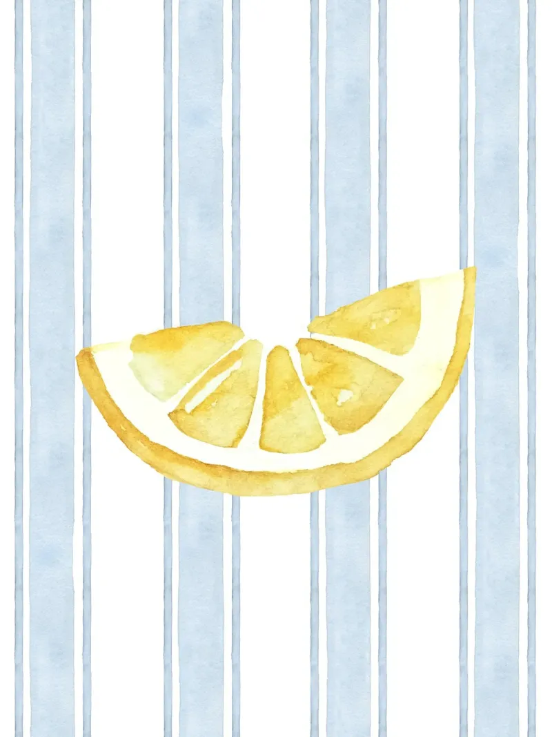 Stampa al limone, Stampa a righe blu, Decor al limone carta hahnemühle da DolceVita
