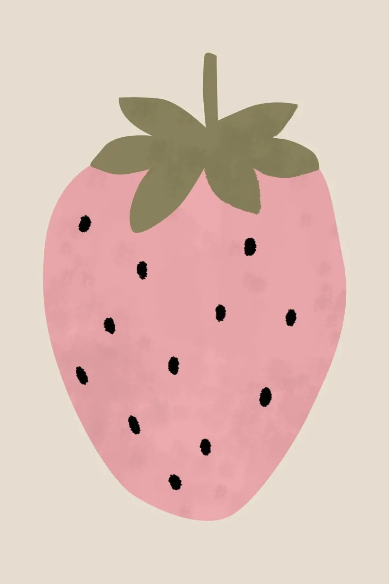 Stampa di fragole, poster carino per la cameretta poster con telaio in legno da Little Lola