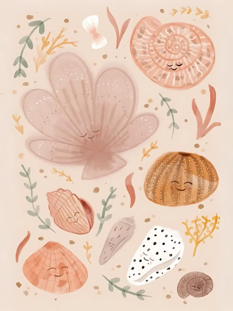 Seashells Print, Shell Poster, Boho Print, Ocean Print canvas by Boheme