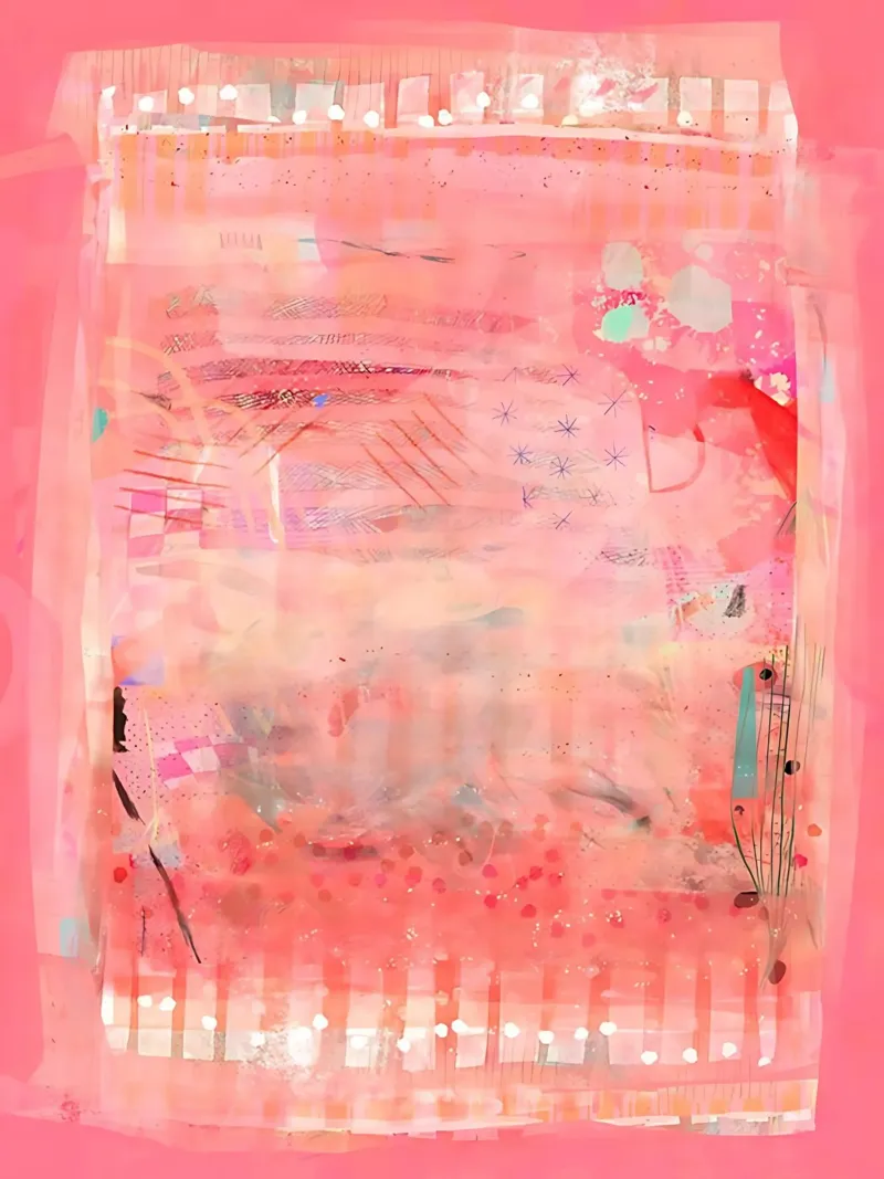 Roze abstracte muurkunst, moderne abstracte print, kleurrijke kunst canvas van Boheme