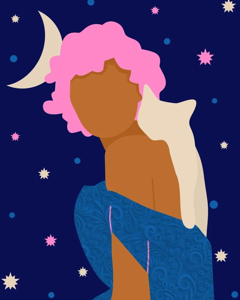 Starry Night Vibes with My Furry Bestie canvas with Floater frame by Kintsugi99