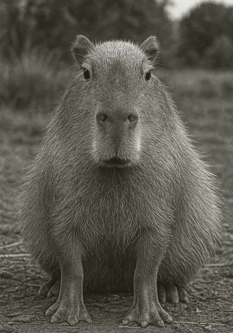 capibara schwarz-weiß Fotografie Acryl-Glas von the gunduls