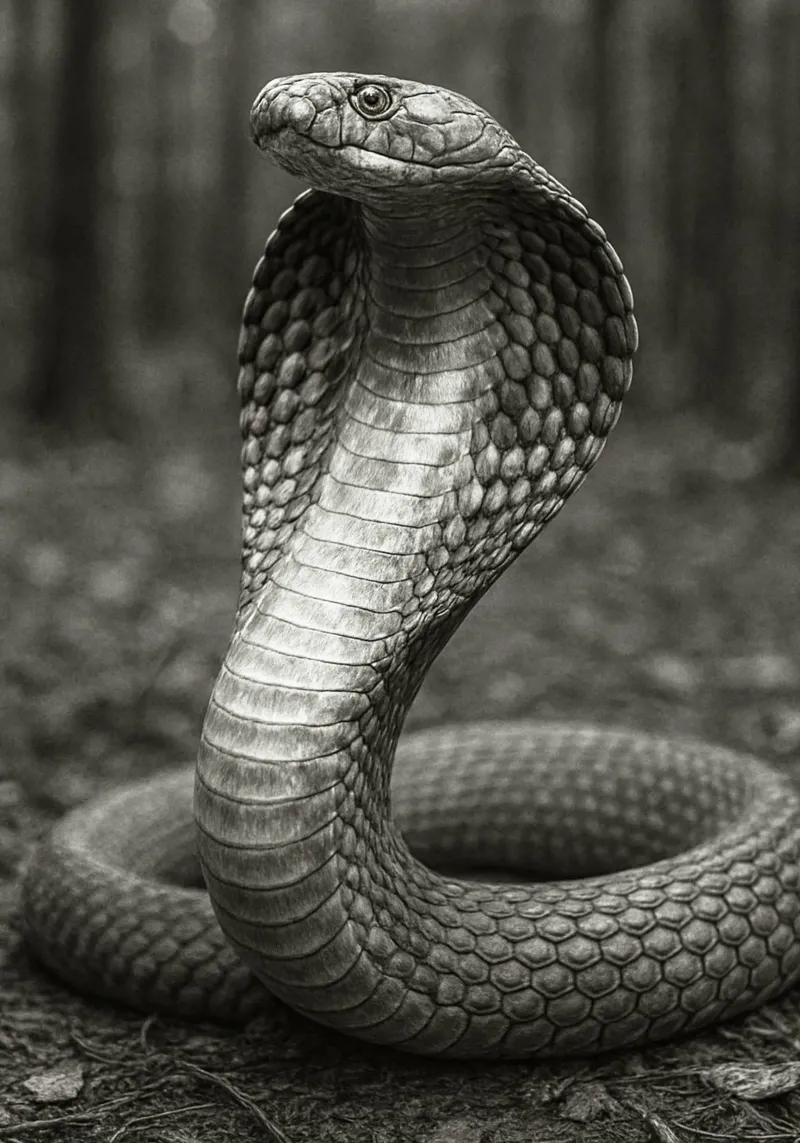 serpente cobra fotografia in bianco e nero poster con telaio in plastica da the gunduls