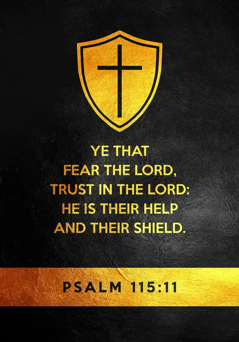 cross shield psalm Bible verse text canvas with Floater frame by James Isaac Jackson