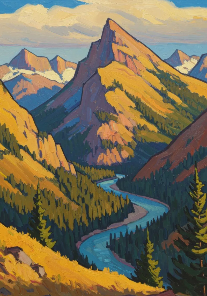 Montagne d'oro poster con telaio in alluminio da Art Center