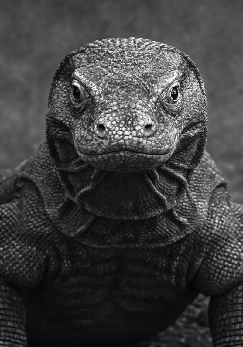 fotografia in bianco e nero di komodo poster con telaio in plastica da the gunduls