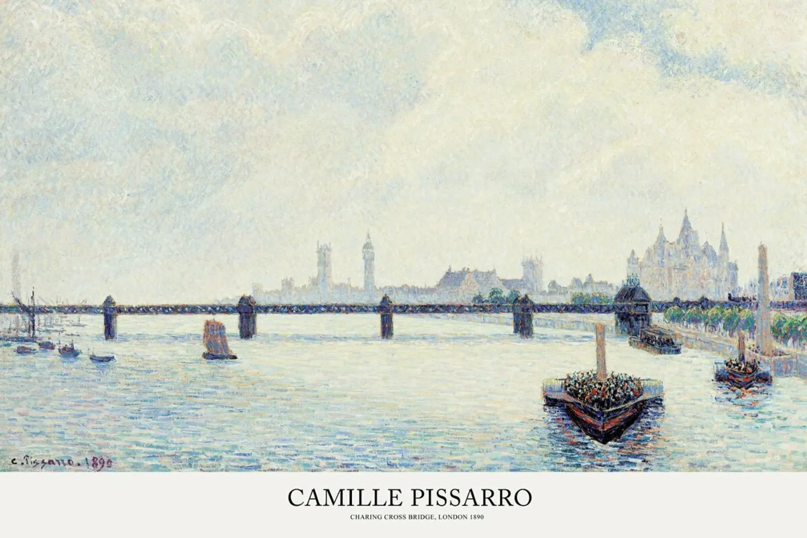 Pissarro - Charing Cross Bridge pellicola backlit da Vintage by JUNIQE