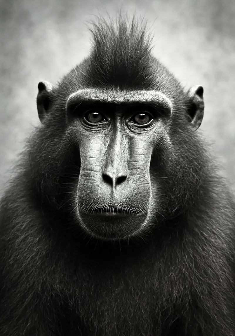 monkey black and white photography alu-dibond by the gunduls