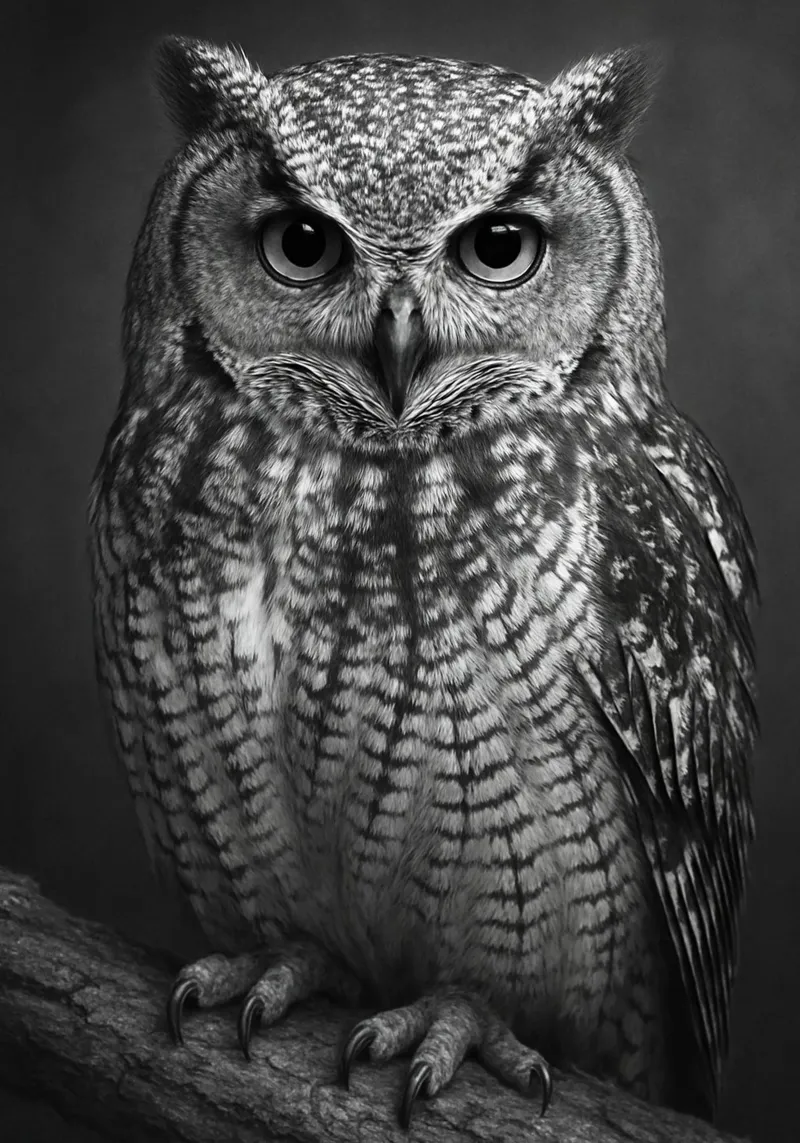 gufo uccello fotografia in bianco e nero poster con telaio in alluminio da the gunduls