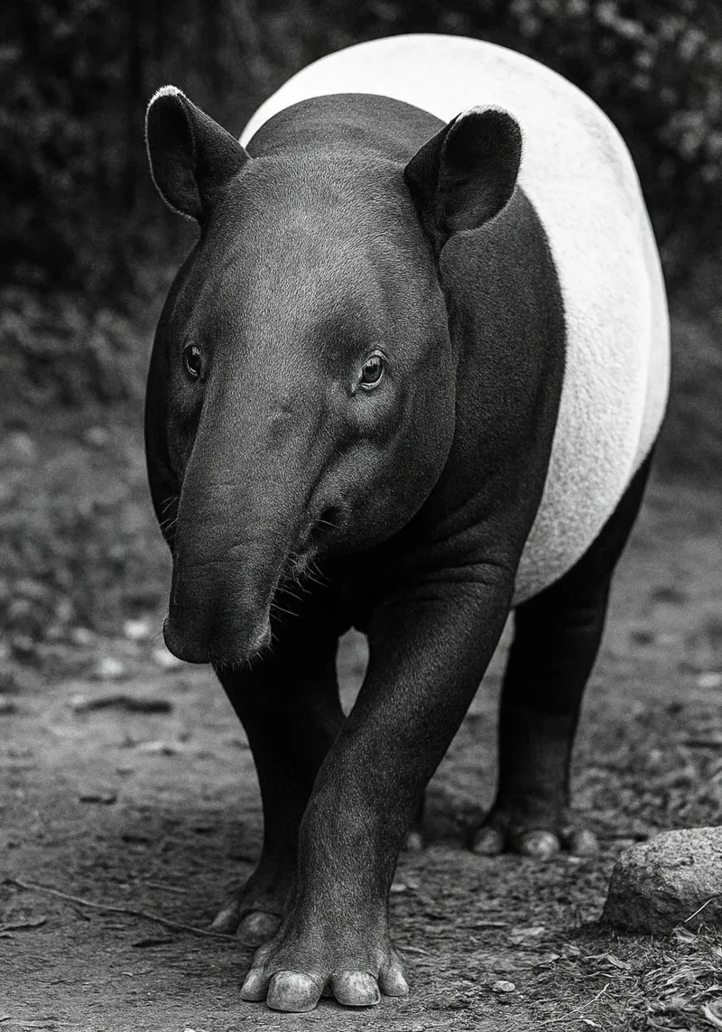 tapiro fotografia in bianco e nero poster con telaio in legno da the gunduls