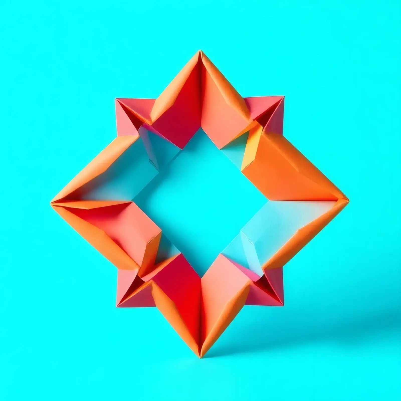 origami star shape displayed against a bright turquoise art hahnemühle by DesignDoodle