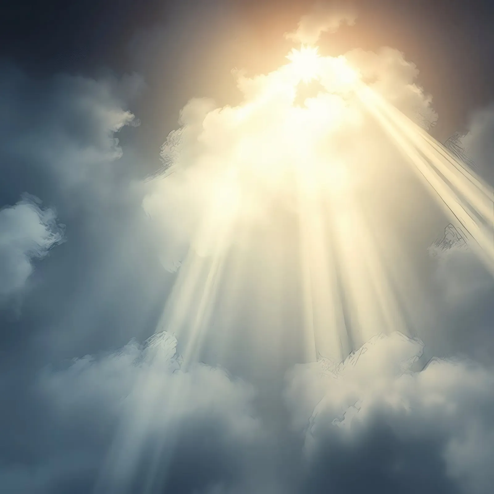 Raggi di sole che si infrangono tra le nuvole scure pellicola backlit da DesignDoodle