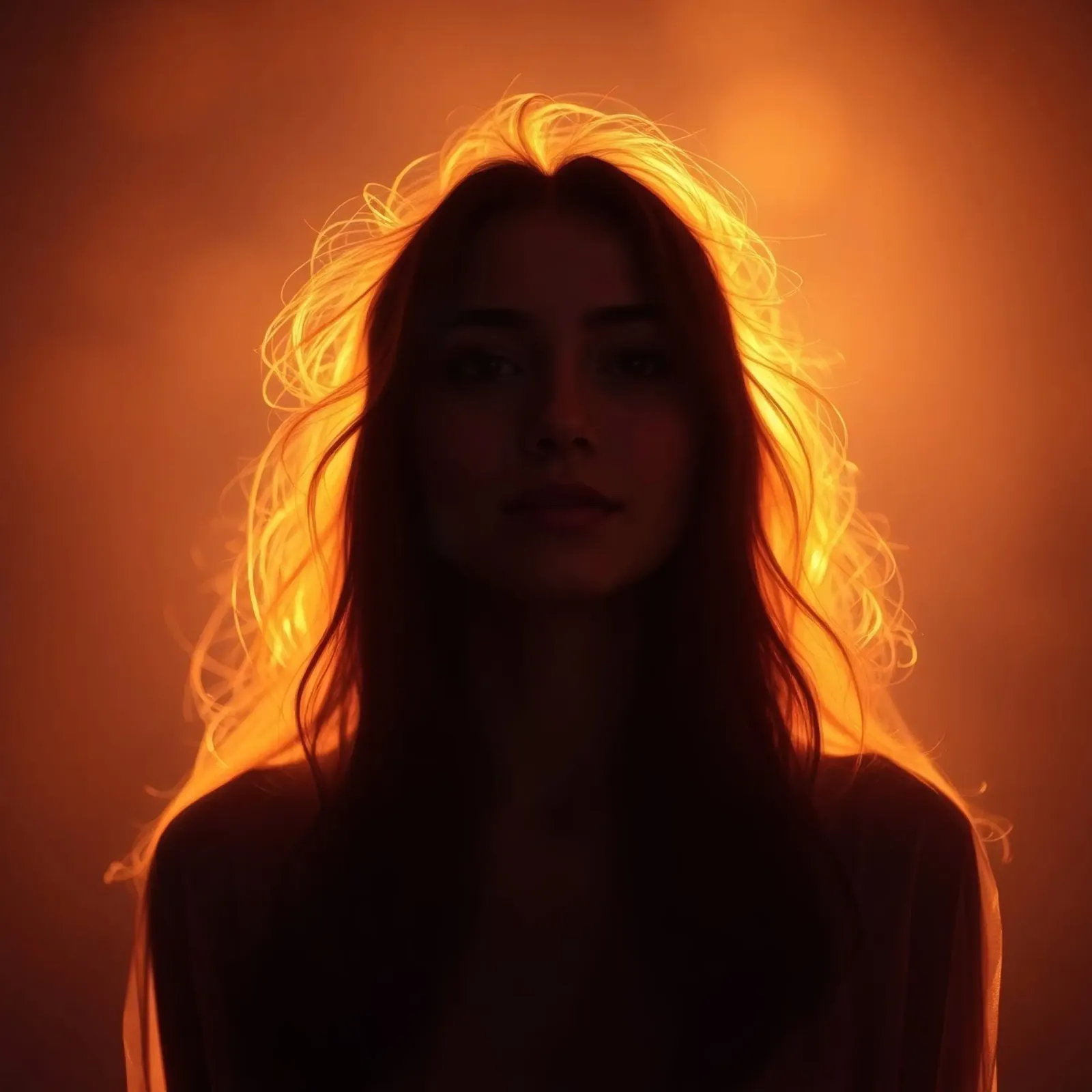 silhouette di una donna illuminata da una luce calda pellicola backlit da DesignDoodle