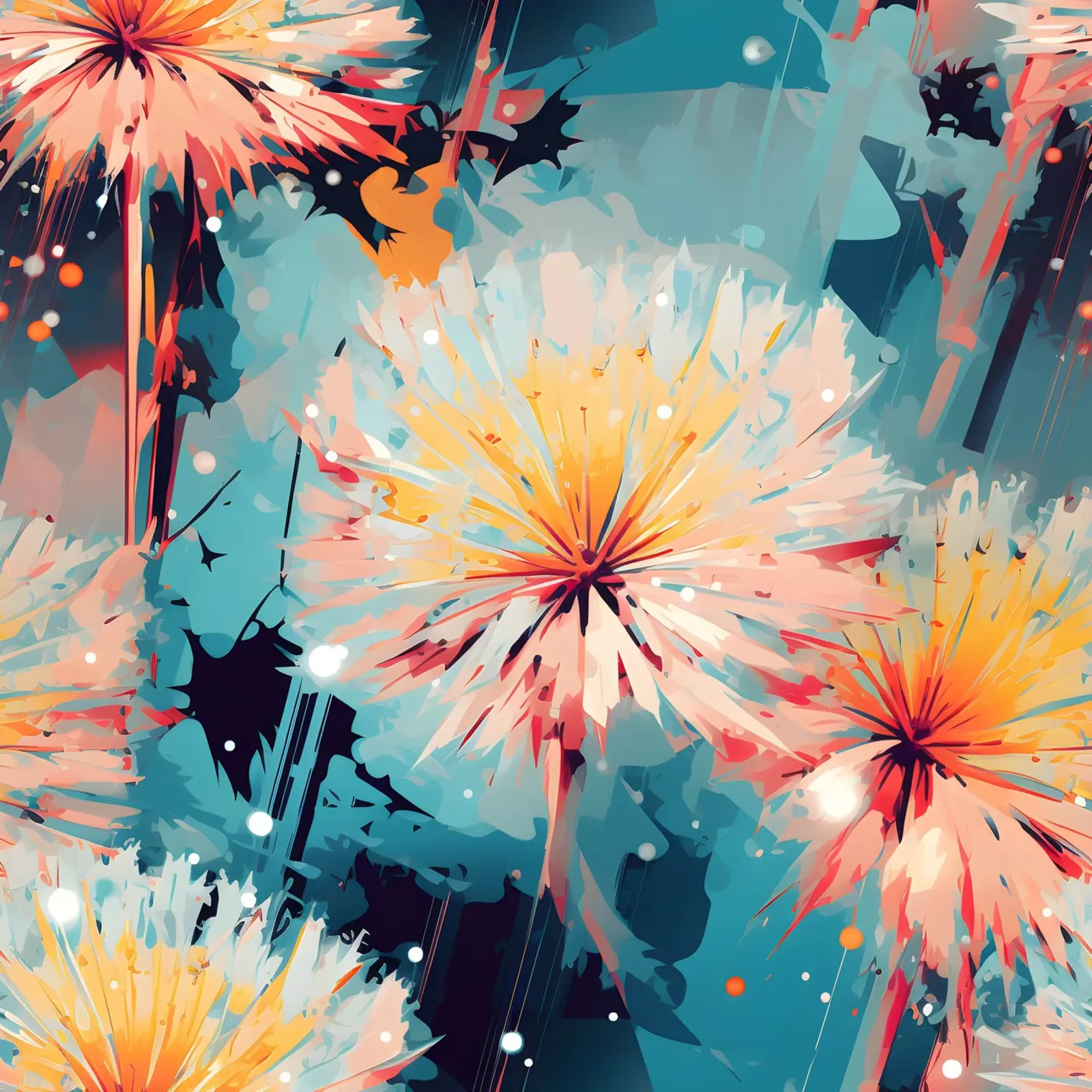 Moody Dandelions canvas with Floater frame by Botanical Pattern House