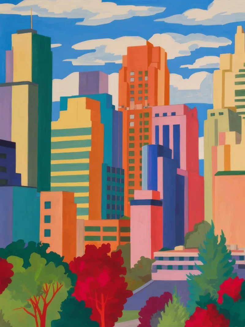 City Blocks Symphony Acryl-Glas von Mystic Grain
