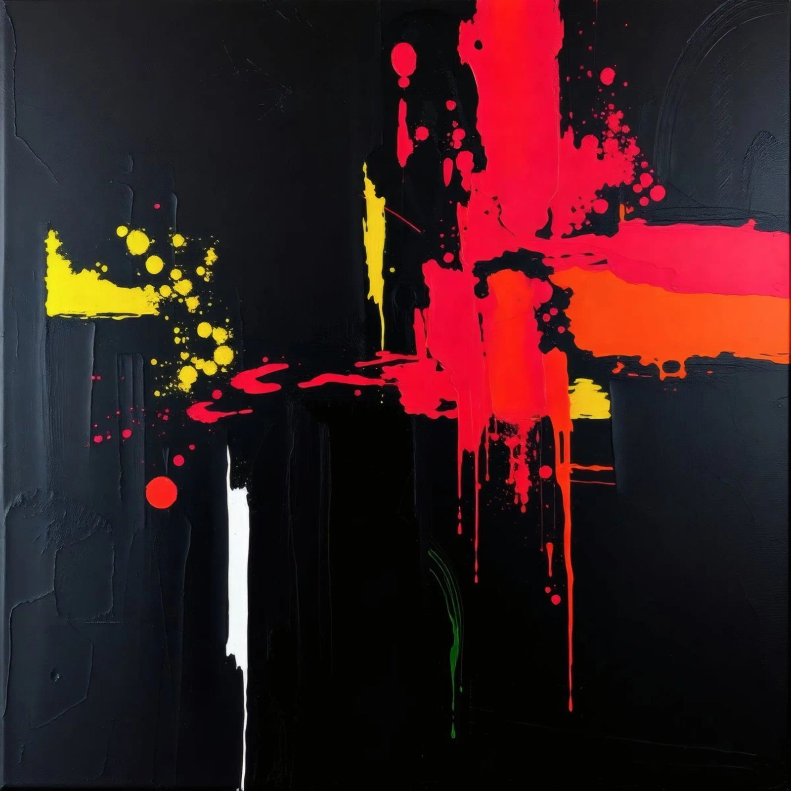 Bold abstract painting with vibrant colors and dynamic shape canvas by DesignDoodle