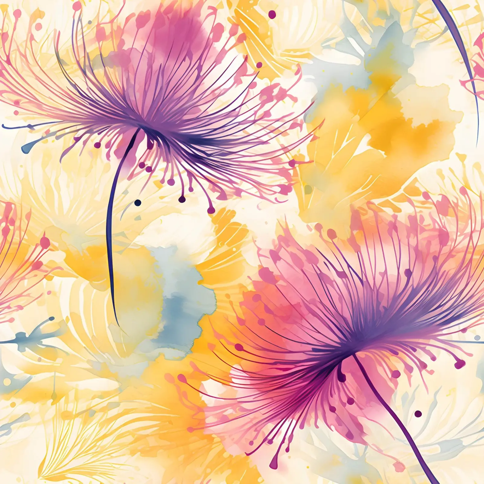 Denti di leone floreali Pinky alluminio dibond da Botanical Pattern House