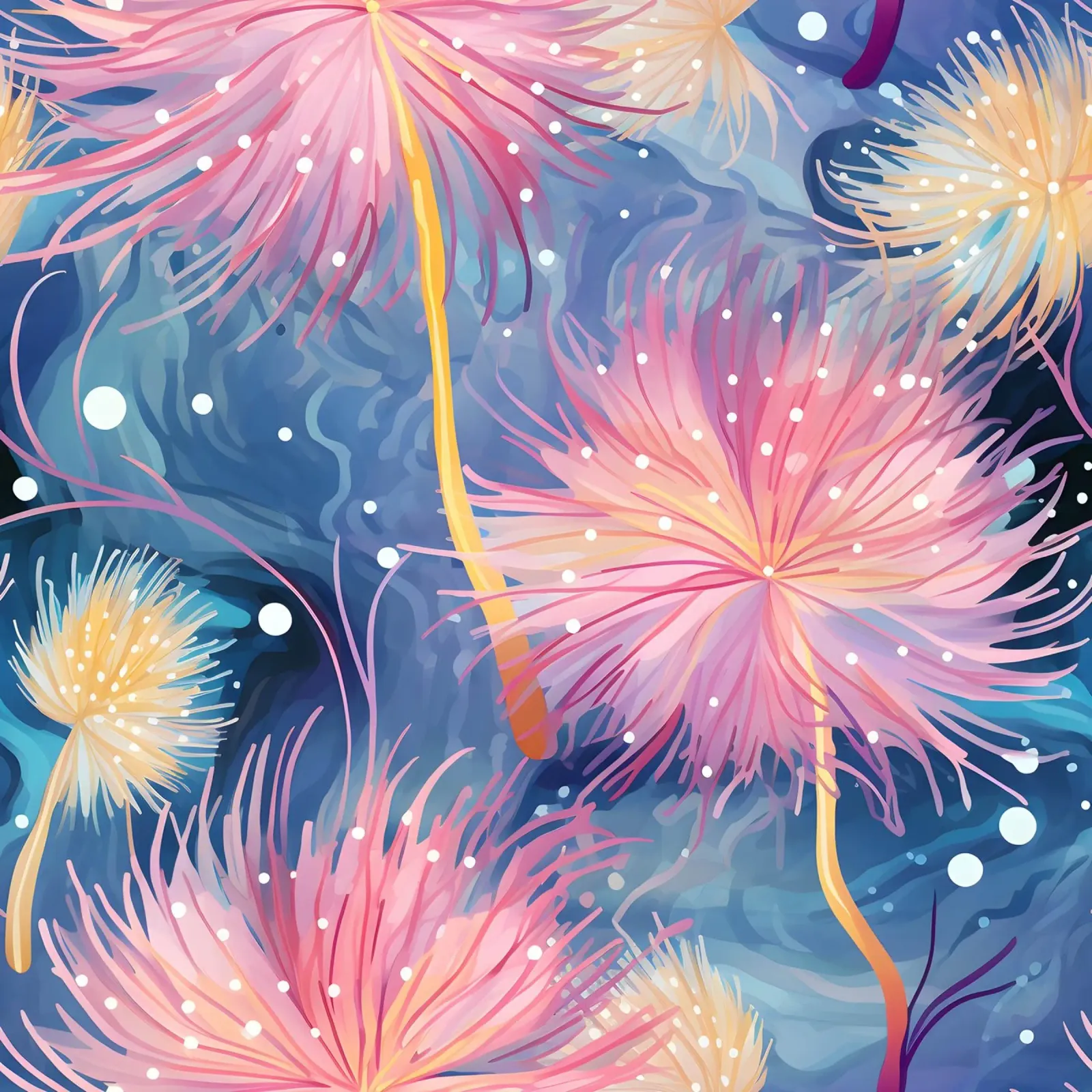Pinky Floral Dandelions alu-dibond by Botanical Pattern House