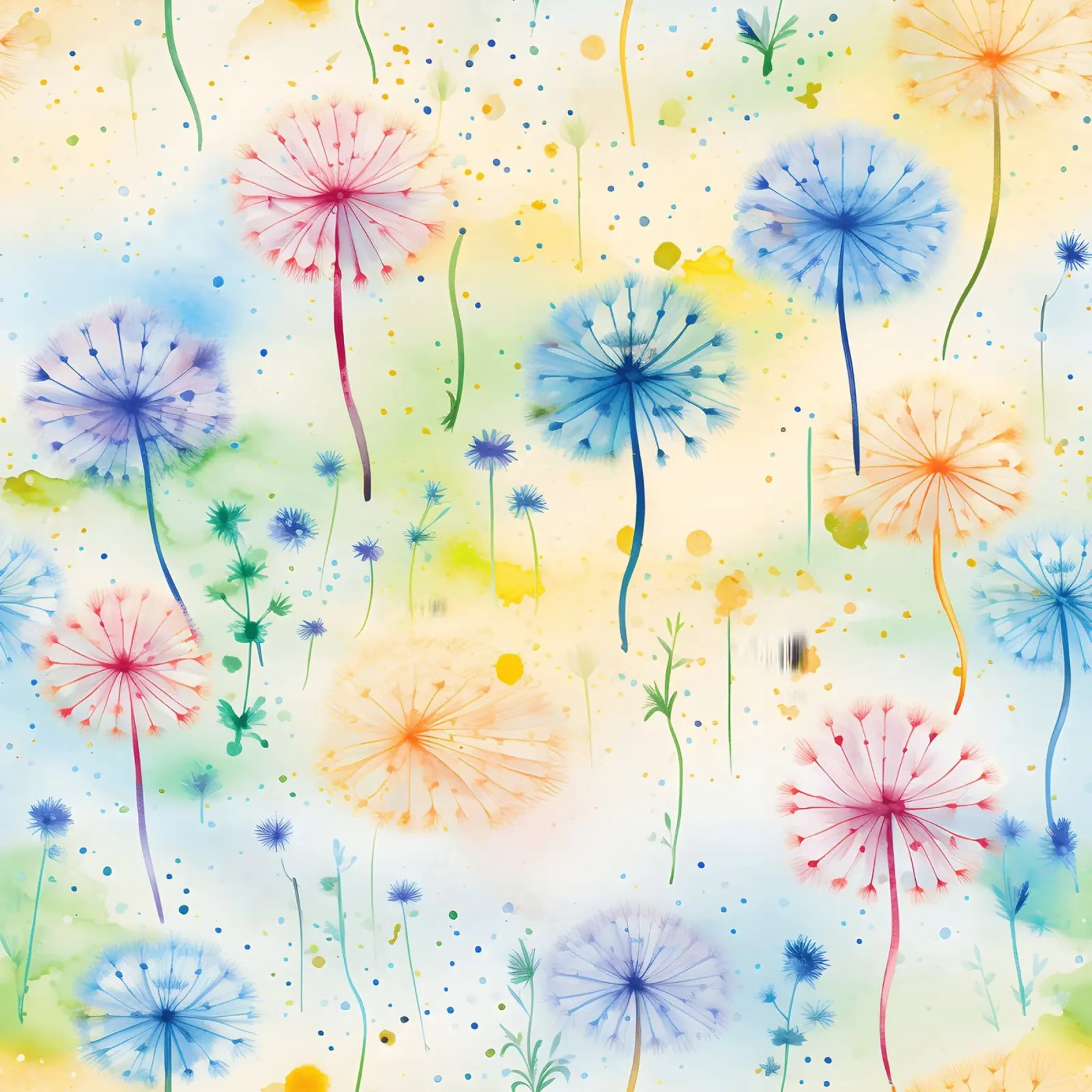 Denti di leone arcobaleno pellicola backlit da Botanical Pattern House
