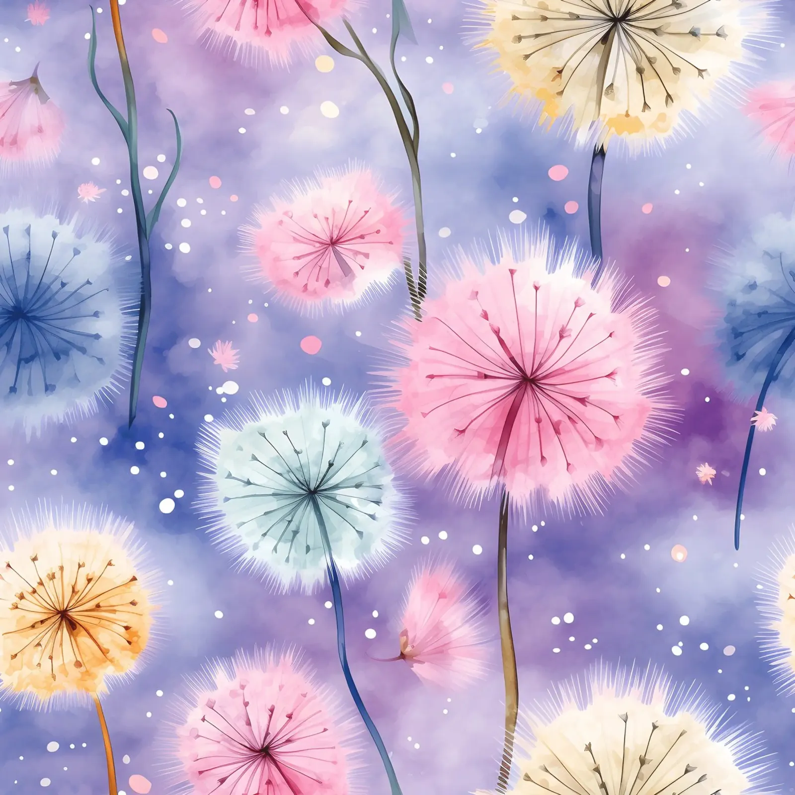 Denti di leone arcobaleno pellicola backlit da Botanical Pattern House