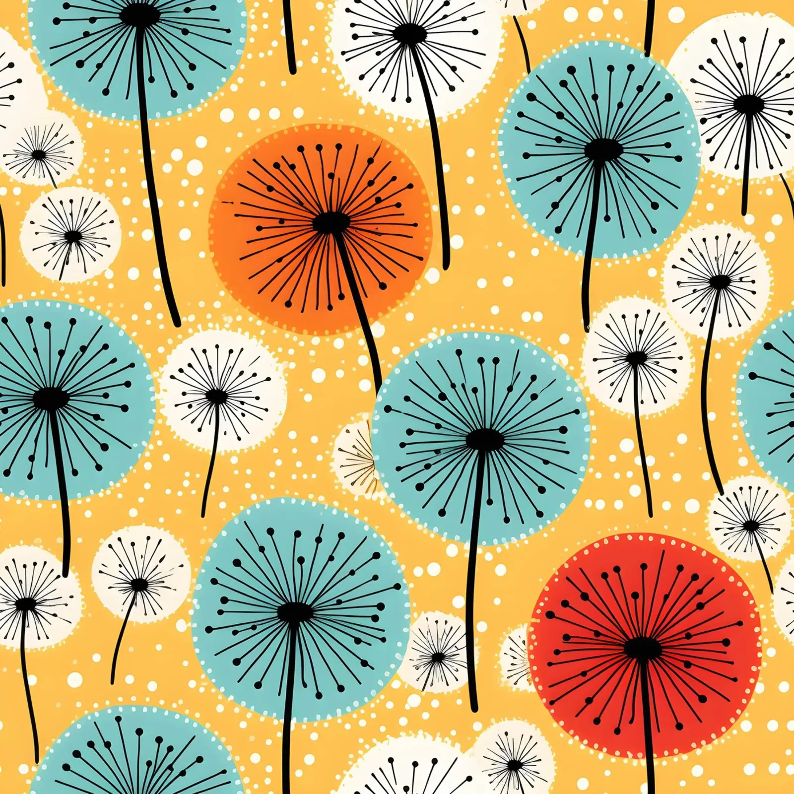 Dandelion retrò pop carta hahnemühle da Botanical Pattern House