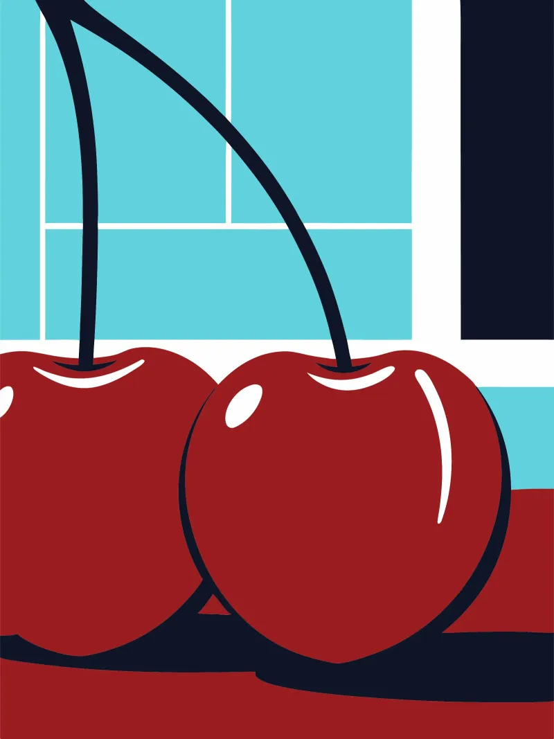 Frutti di ciliegia rossa poster con telaio in alluminio da TODAY'S SHOP