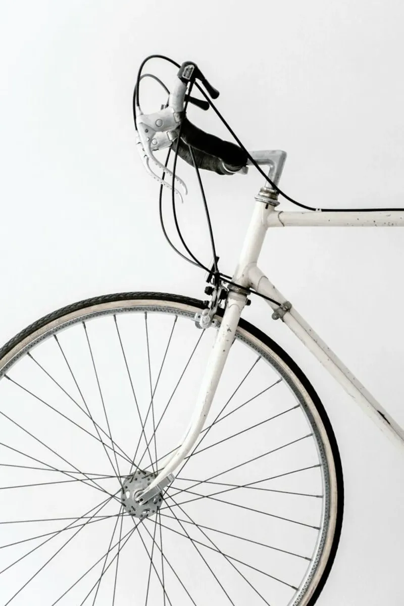 White Minimal Bicycle Love canvas by Studio Nahili