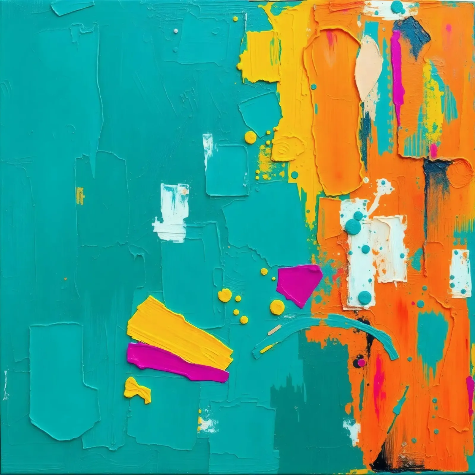 abstract kunstwerk met felle kleuren en structuurborstels canvas van DesignDoodle