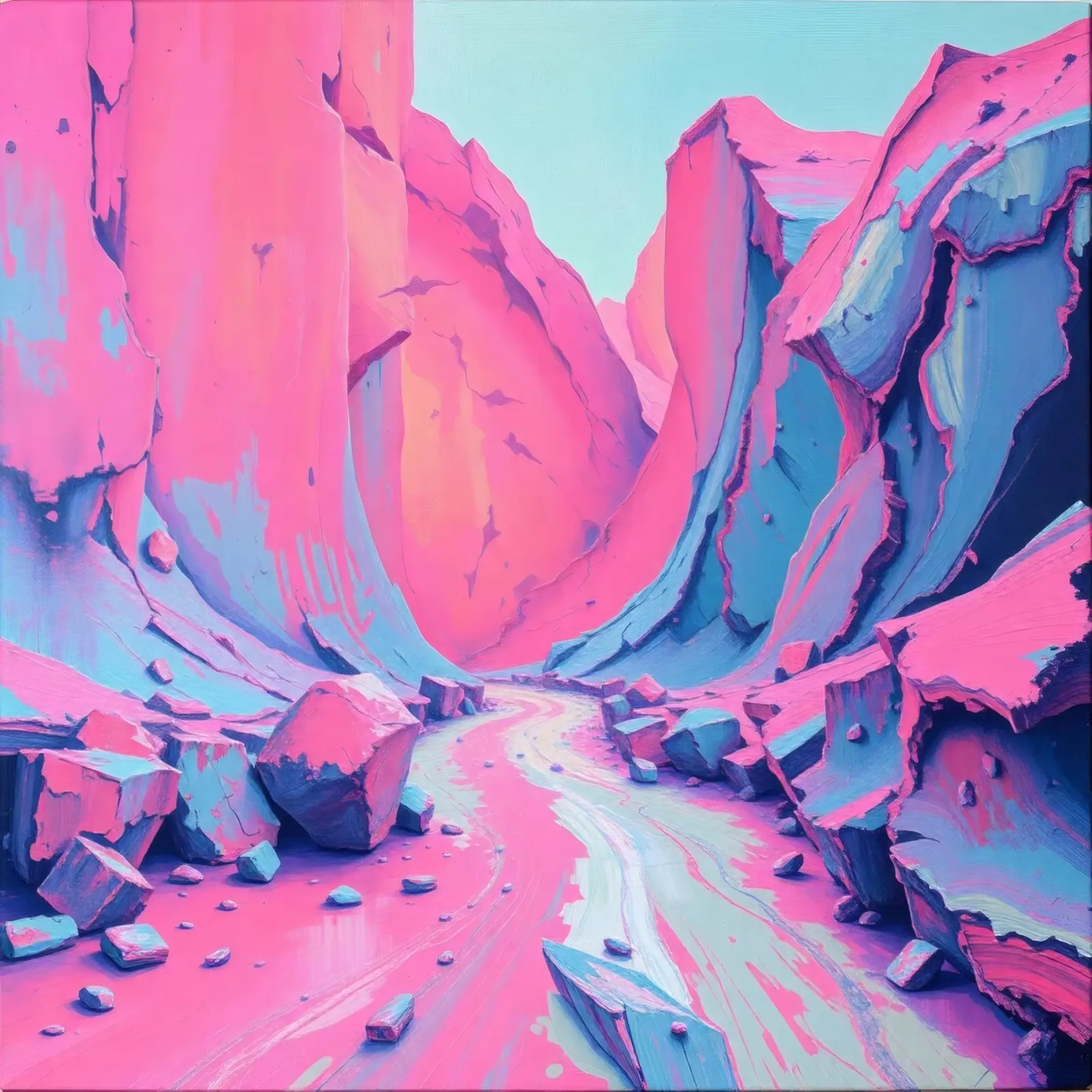 canyon landscape with colorful rock formations during daytim canvas with Floater frame by DesignDoodle