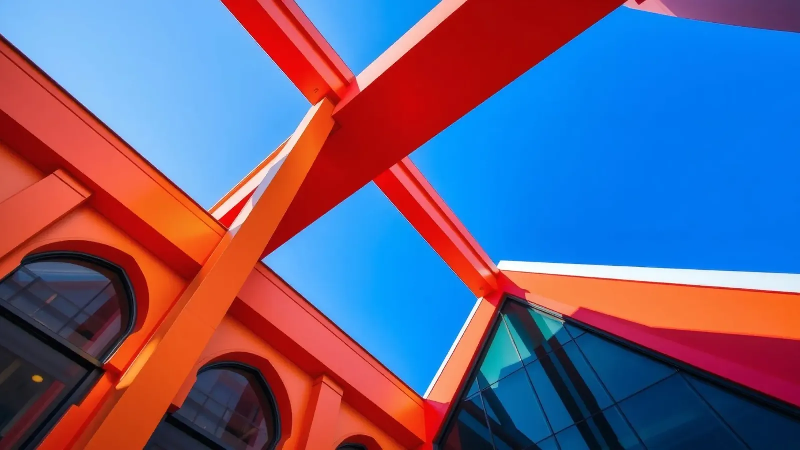 geometric architecture under clear blue sky captures modern hahnemühle by DesignDoodle
