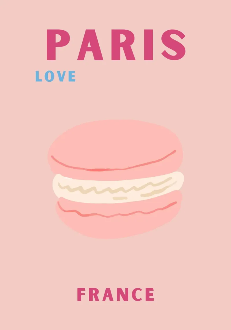 Macarons rosa Dolce dessert Illustrazione pop art carta hahnemühle da NorwesClub