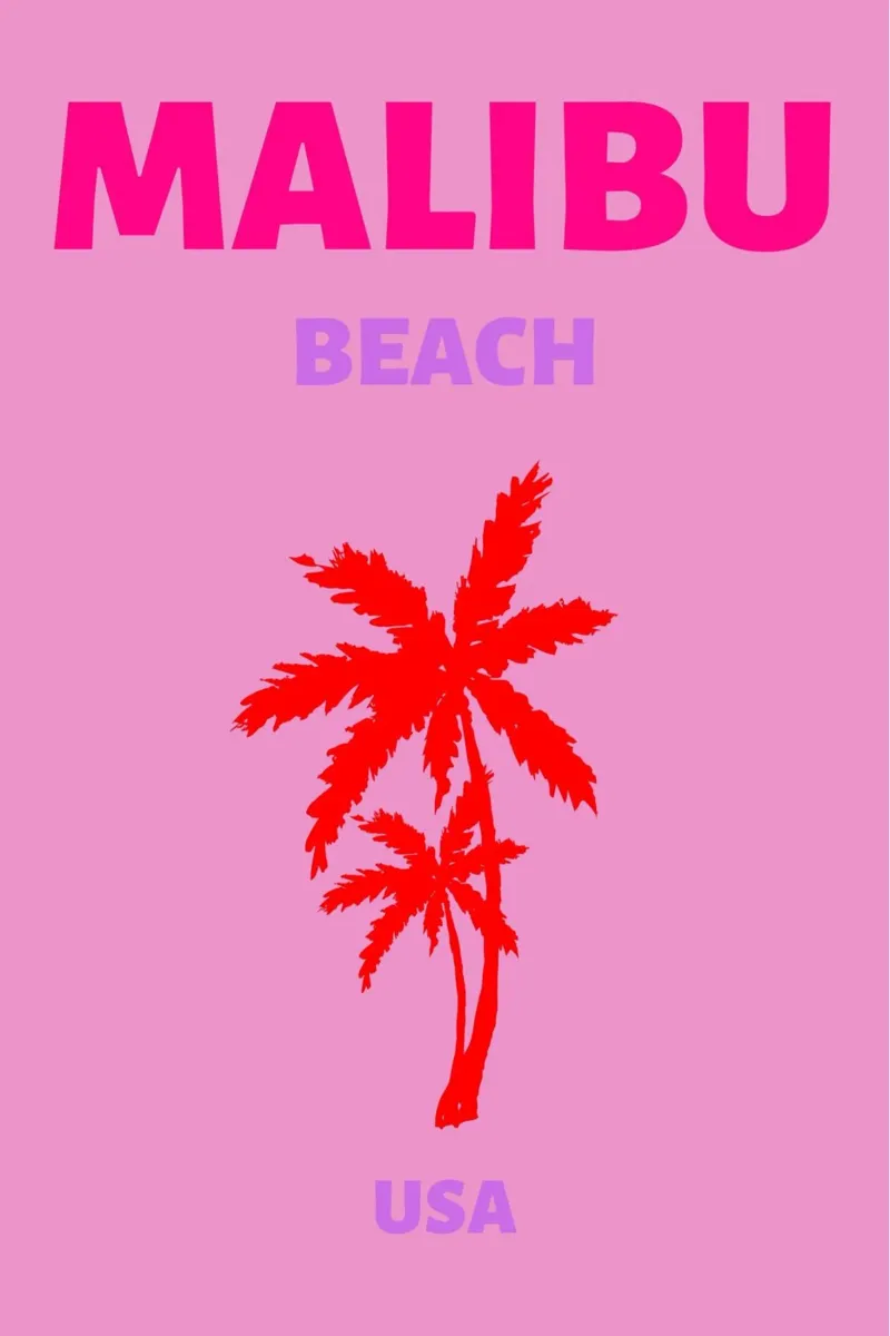 Stampa d'arte pop retrò Blue Palm Tree Tropical Ocean pellicola backlit da NorwesClub