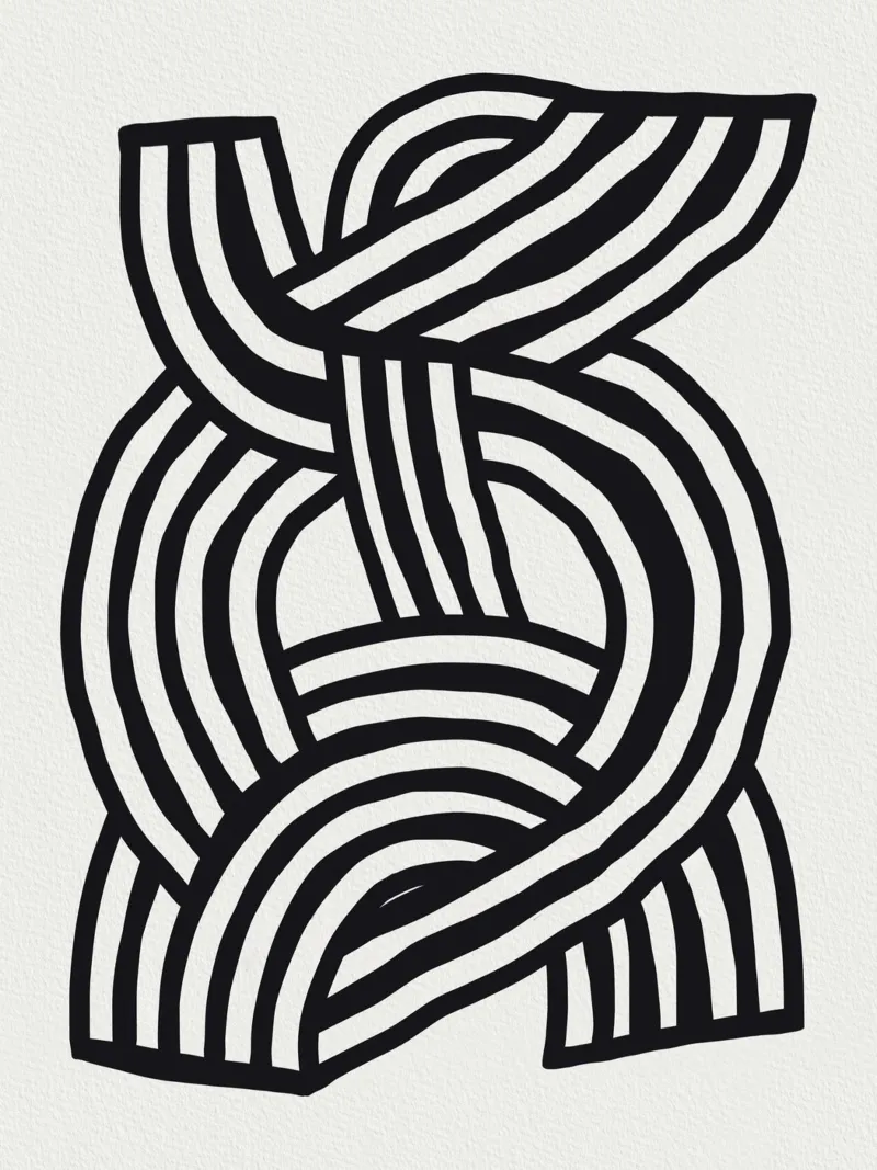 Mid Century Modern Abstrakte Linie Kunst Malerei Hahnemühle von Little Dean