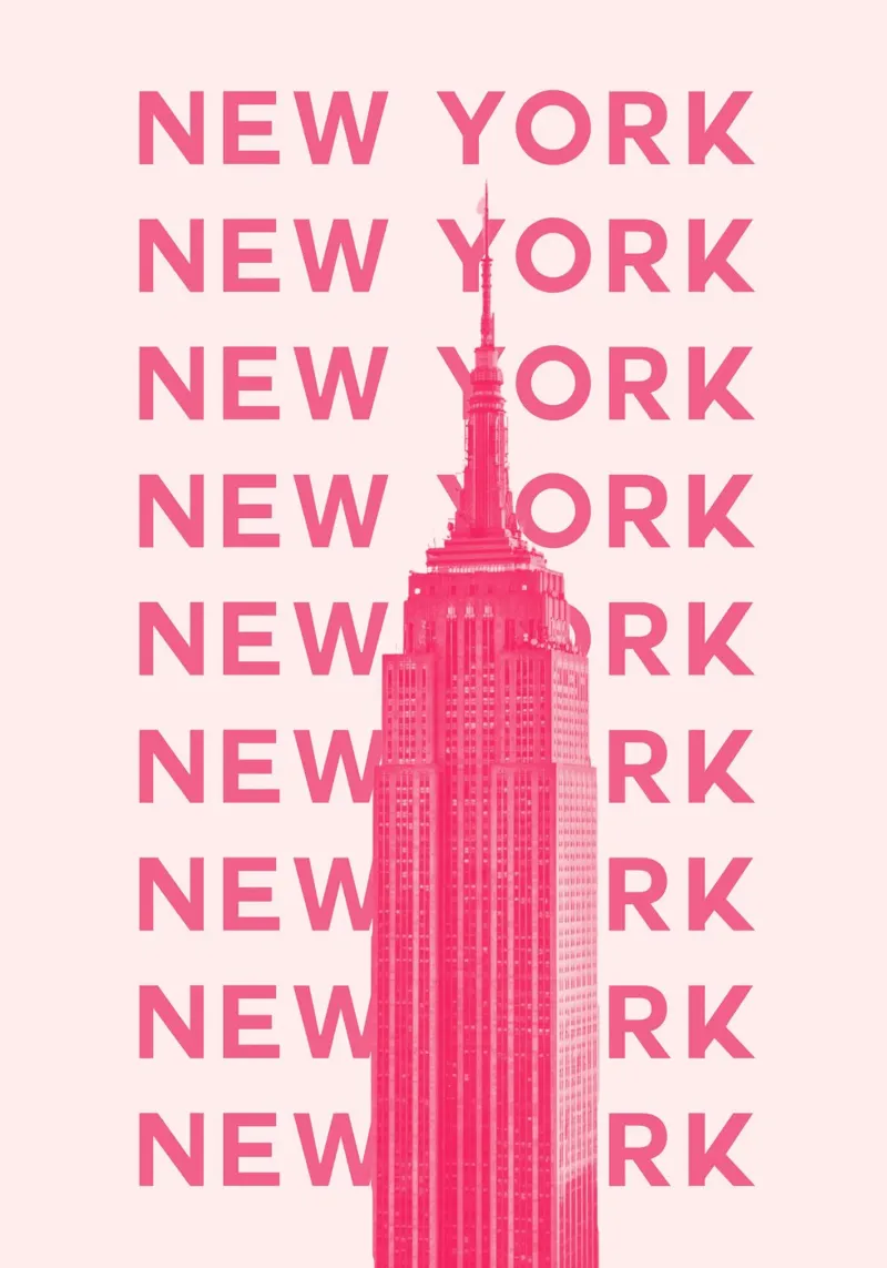 New York City Retro Skyline Travel Pop Art Landmark Print carta hahnemühle da NorwesClub