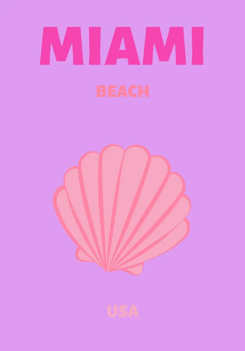 Concha de mar rosa Retro Océano Caricatura Pop Art Ilustración poster de NorwesClub