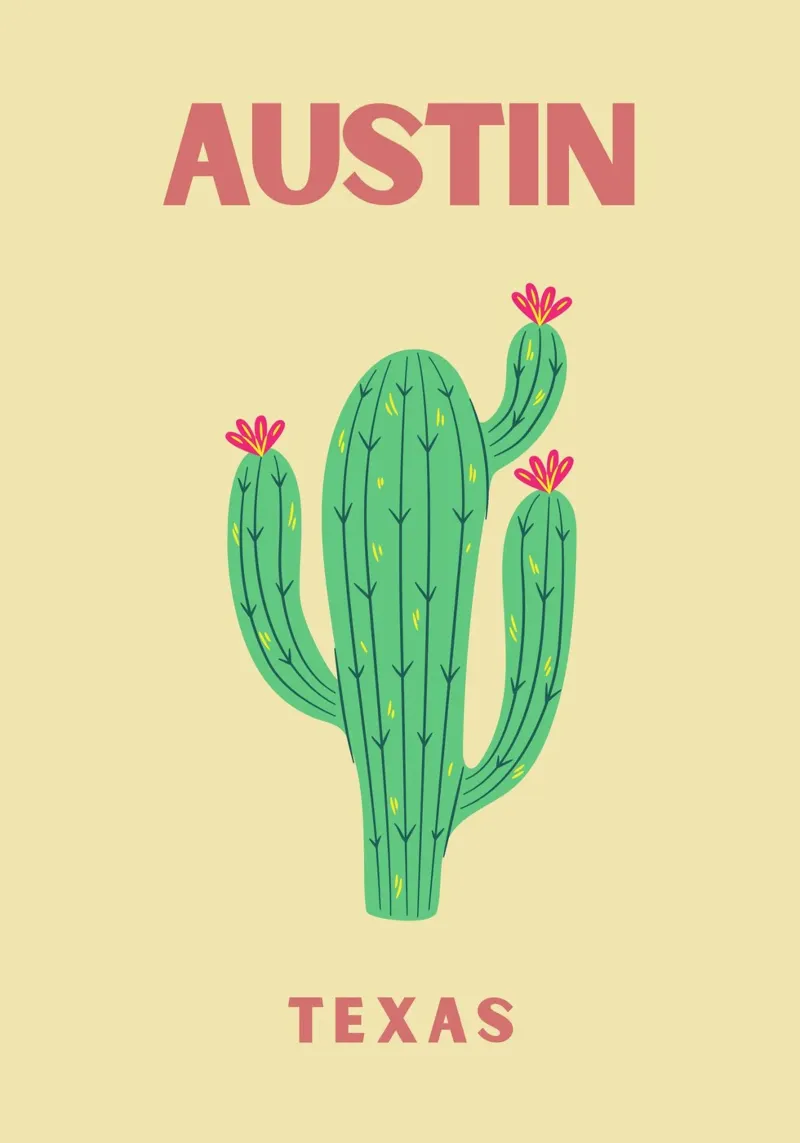 Retro Woestijn Cactus Blauw Geel Mid-Century Modern Pop Art canvas met Baklijst van NorwesClub